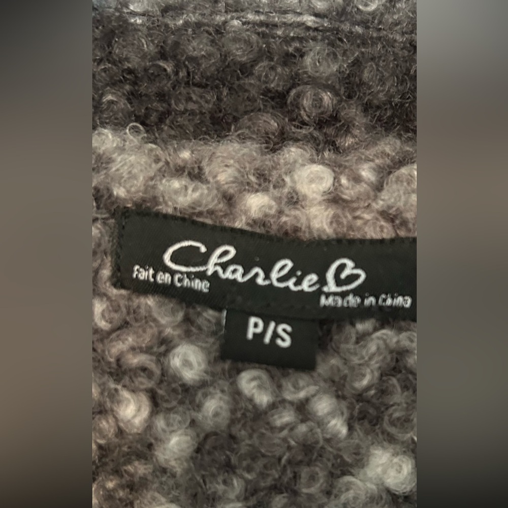 Charlie Checked Teddy Coat in Black, Gray & Cream - Picture 3 of 7